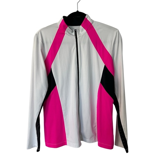 Tail White Label Women’s Long Sleeve Pink Black & White Zip Up Jacket Sz L GUC - Picture 1 of 8